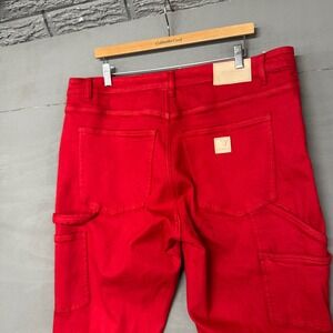 Valabasas Mens Red Carpenter Jeans Slim Straight Stretch Denim Raw Hem Size 40